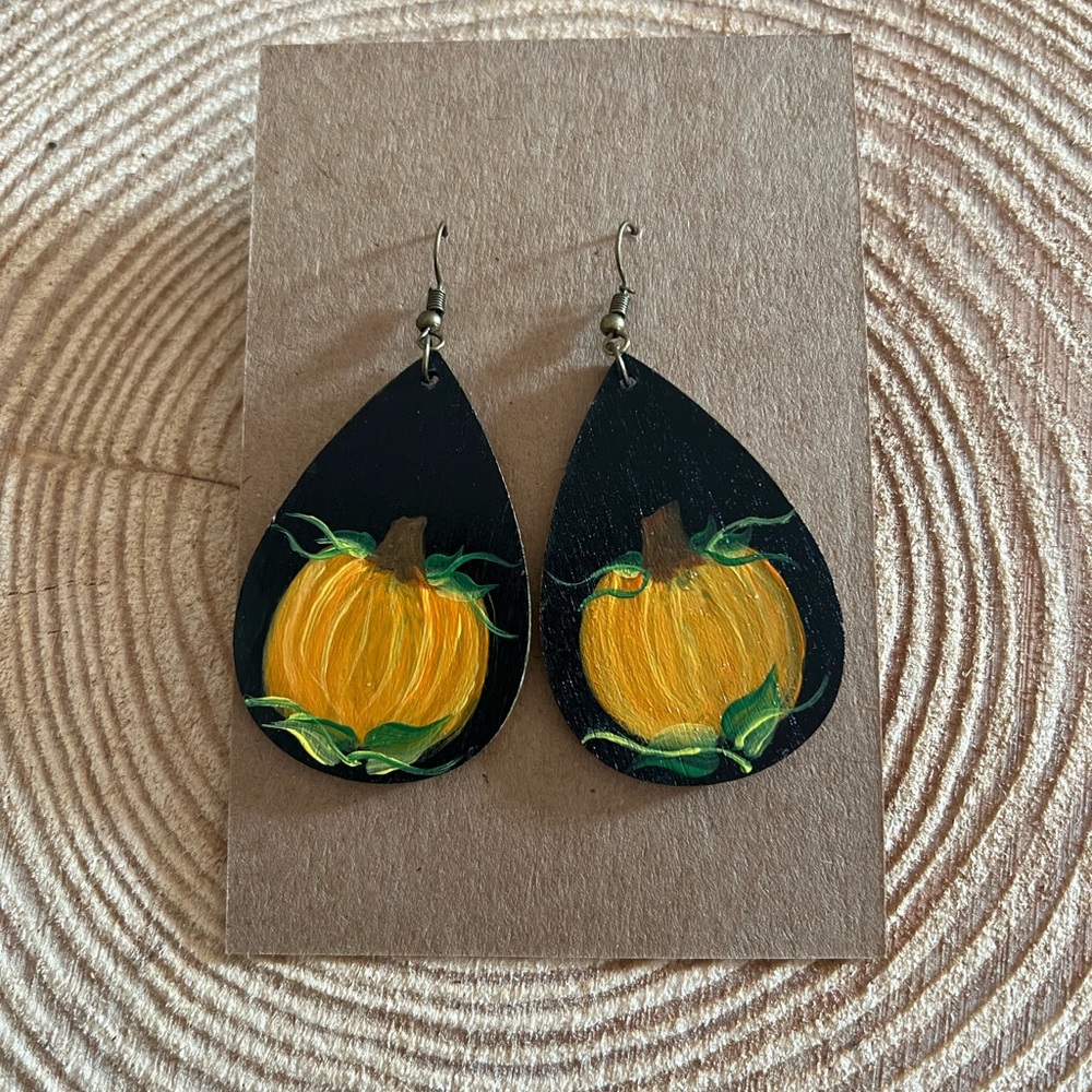 Hand painted pumpkin earrings BN